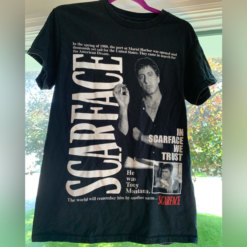 Black Scarface Tony Montana Movie Graphic T-Shirt